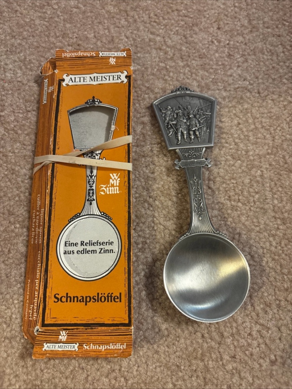 Alte Meister Pewter Schnapslöffel with Box - Silver